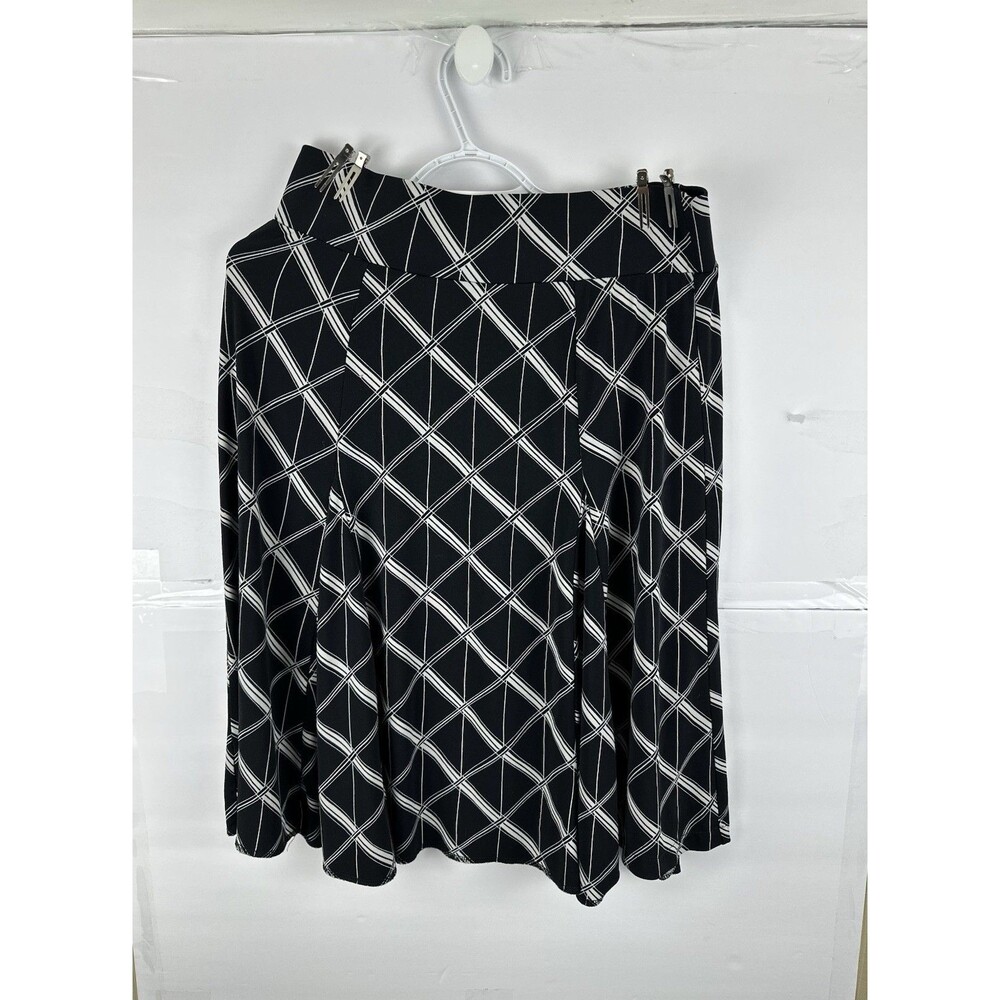 Merona Womens Small Black White Geometric Print A-Line Skirt Stretch